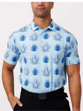 Waggle Golf Shirt Men's Blue Agave Polo Shirt
